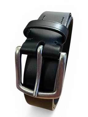 Volpi Concerie Italian Leather Belt Black Size 32 1.5” Silver Buckle Classic
